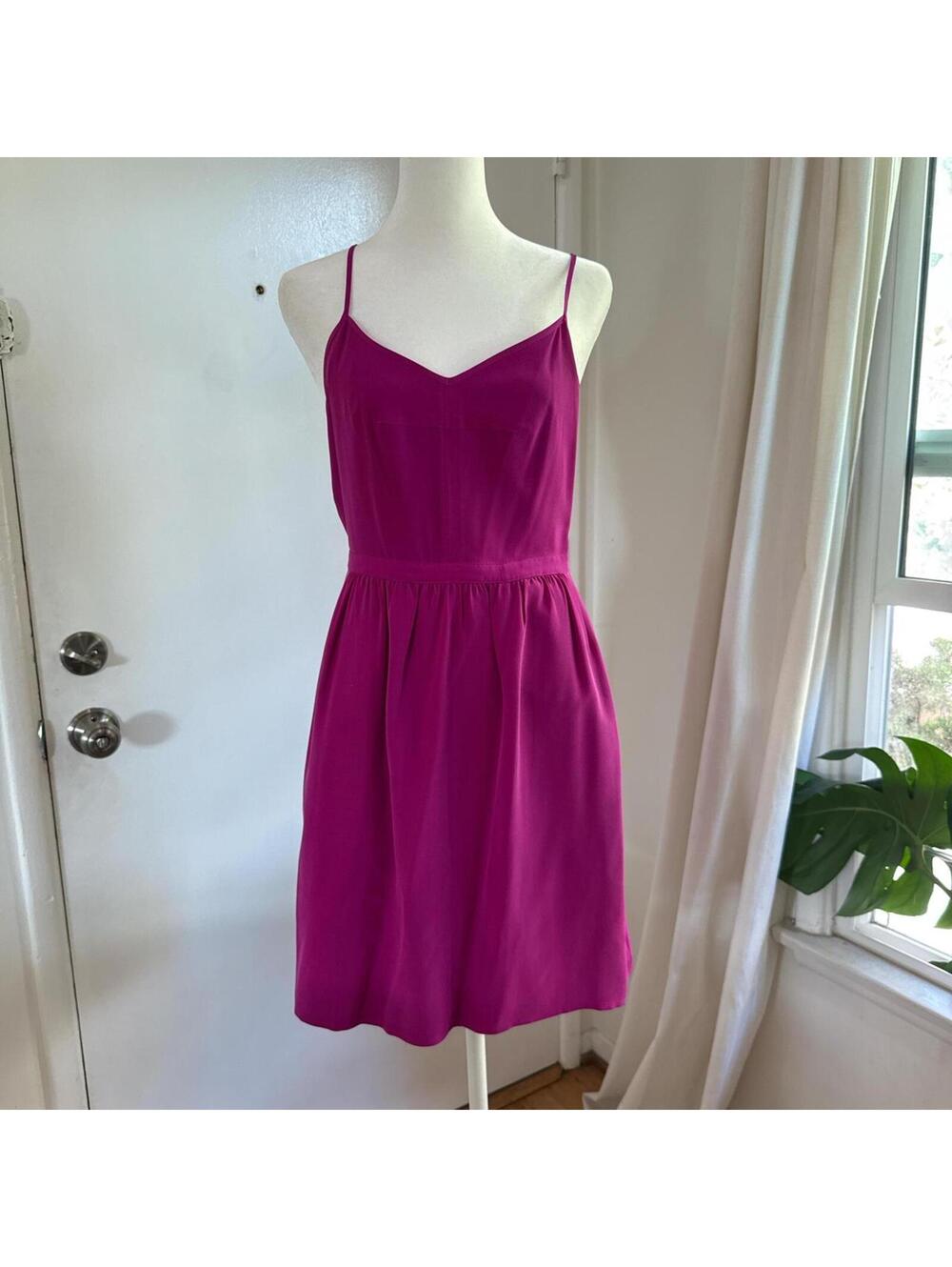 Vintage Madewell Silk Midi Dress – Fuchsia Pink, Size 4